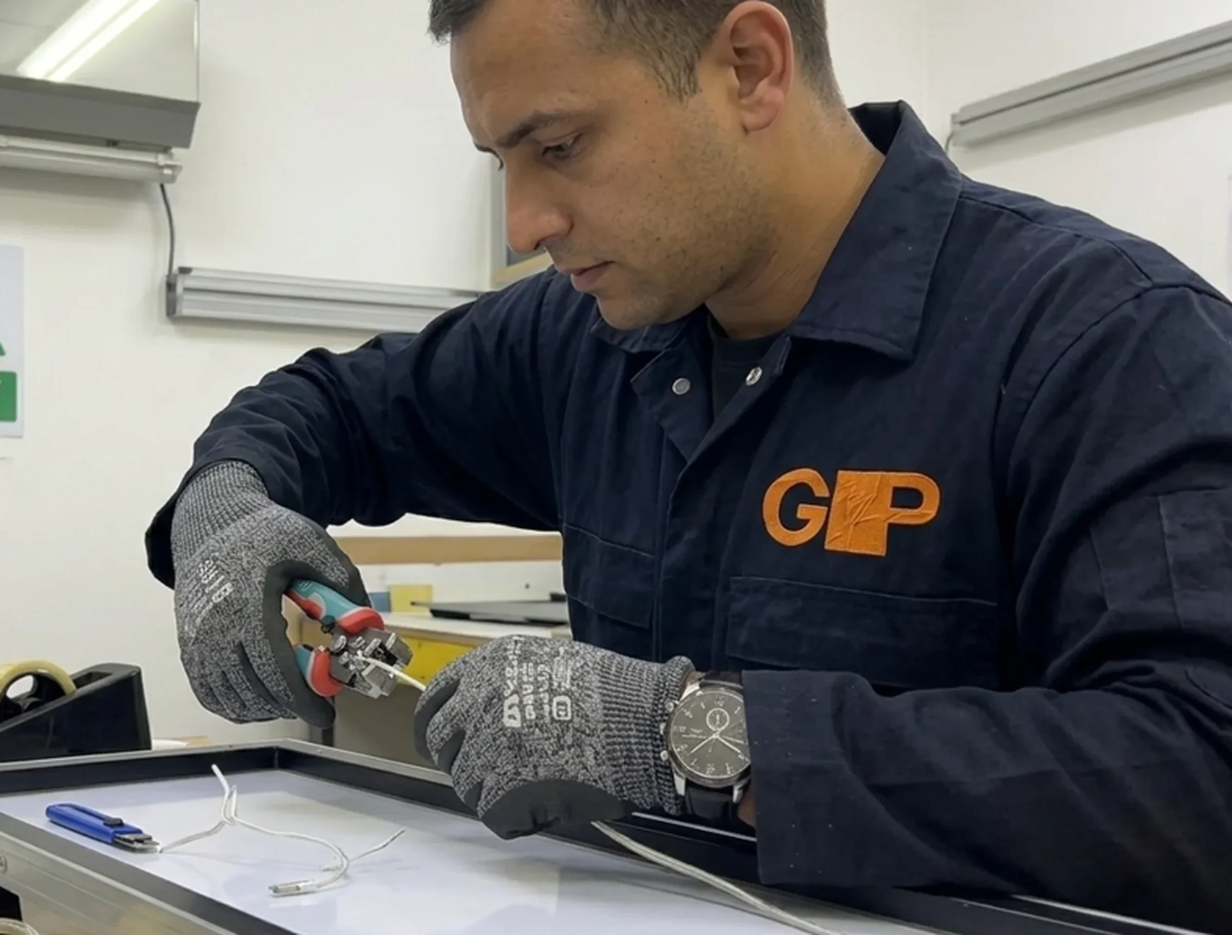 Operario de Gestión Publicitaria trabajando en producción